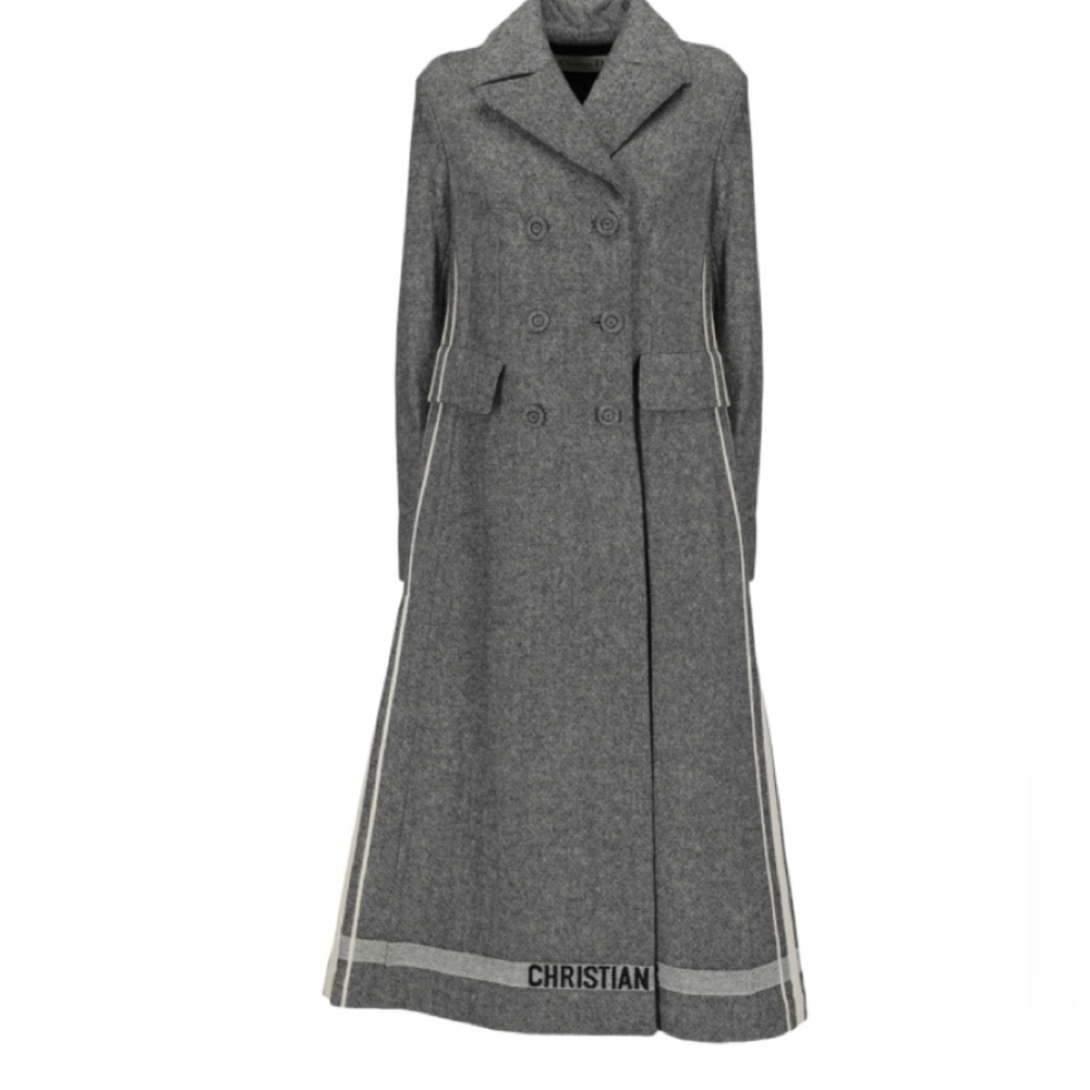 Christian Dior gray double breasted manteau pea coat trench coat size 36